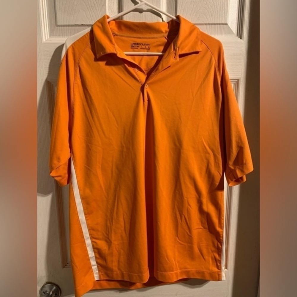 Nike Orange Golf Shirt Size Large Performance Quick Dry Moisture Wicking Active